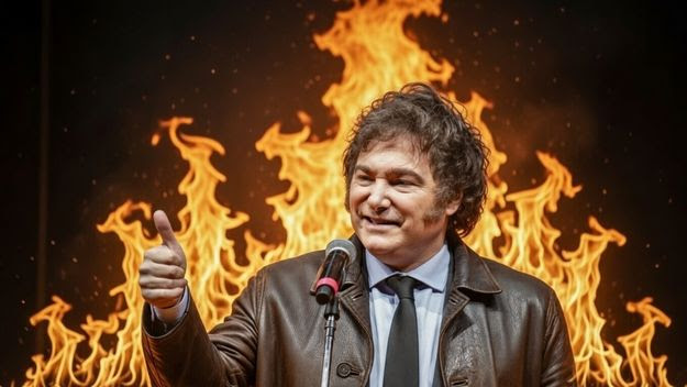 NOTICIAS PILAR:MILEI, AJENO AL FUEGO QUE LO RODEA.